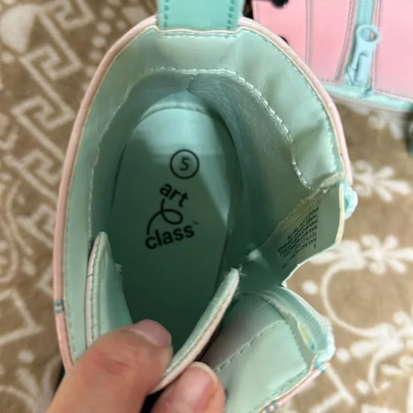 Art Class Aqua and Pink Combat Boots - Picture 7 of 9